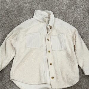 American Eagle Outfitters Cream Sherpa Jacket